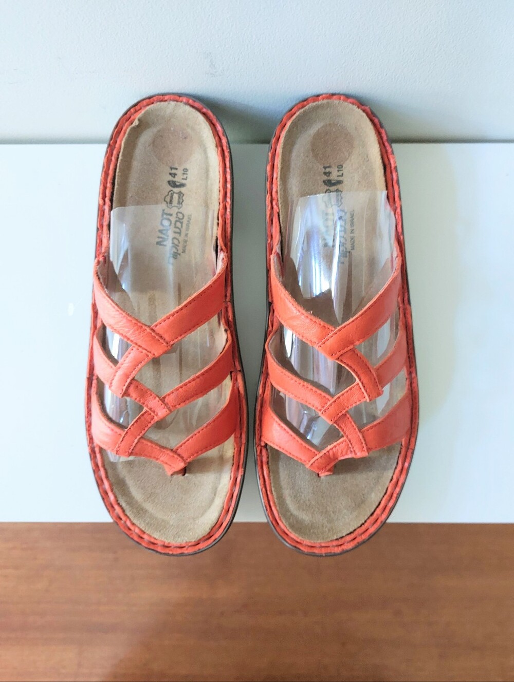 Naot caged thong slide leather cork orthopedic red sandals EU41 =US10